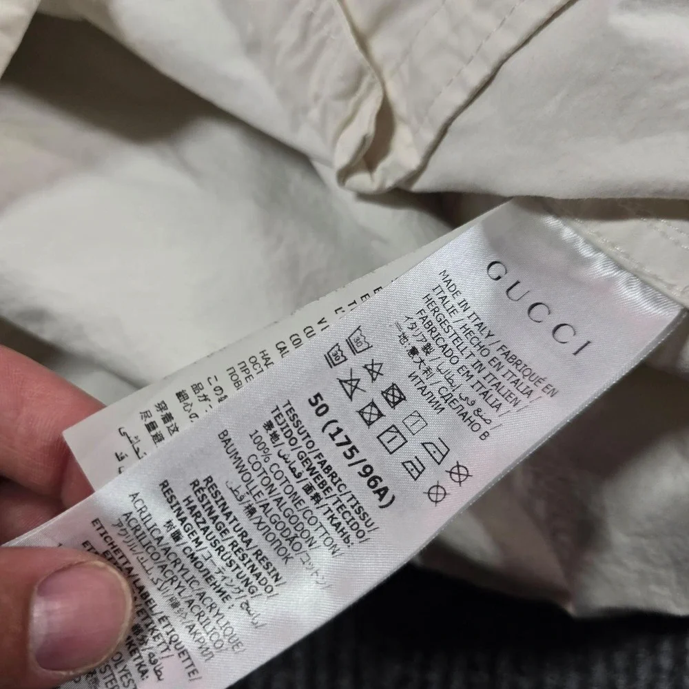 Gucci Jacket Mens IT 50 White Hooded Retro Canvas Stripe Logo Windbreaker Italy